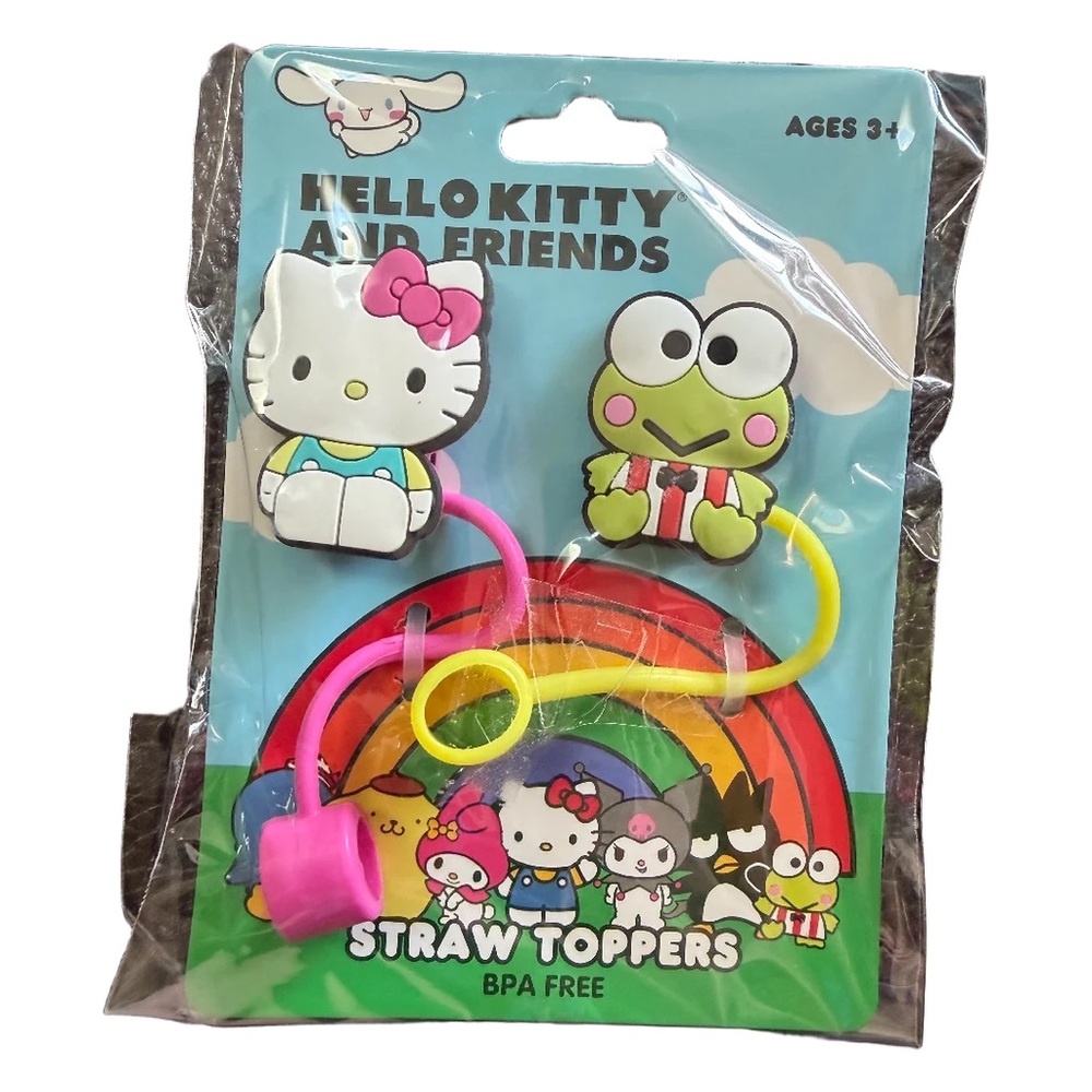Hello Kitty & Friends Straw Toppers 2 Pack Sanrio BPA Free Cup Accessories NIP